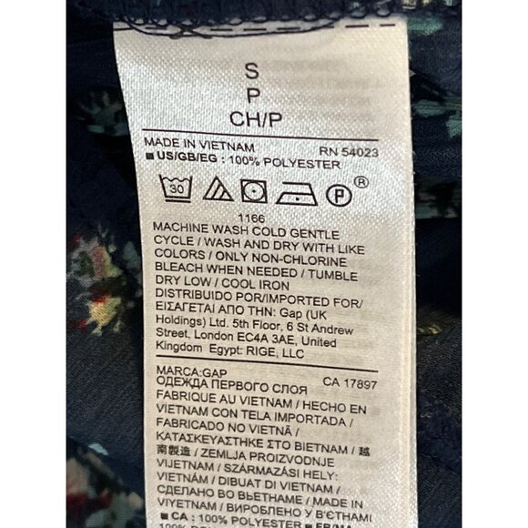 Gap Floral Ruffle Peplum Tank Top Blue White Small Sleeveless Blouse - Picture 3 of 8